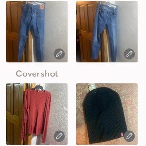 Levi’s 514👖34x30+Lucky Brand scoop neck waffle loose L+NEW Stretch cap